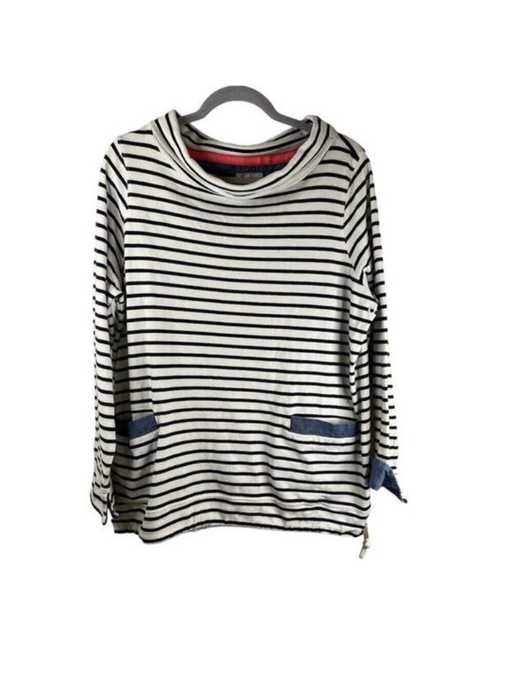 Mariners Grade Women's White and Blue Striped Blouse Size 14 w/Pockets